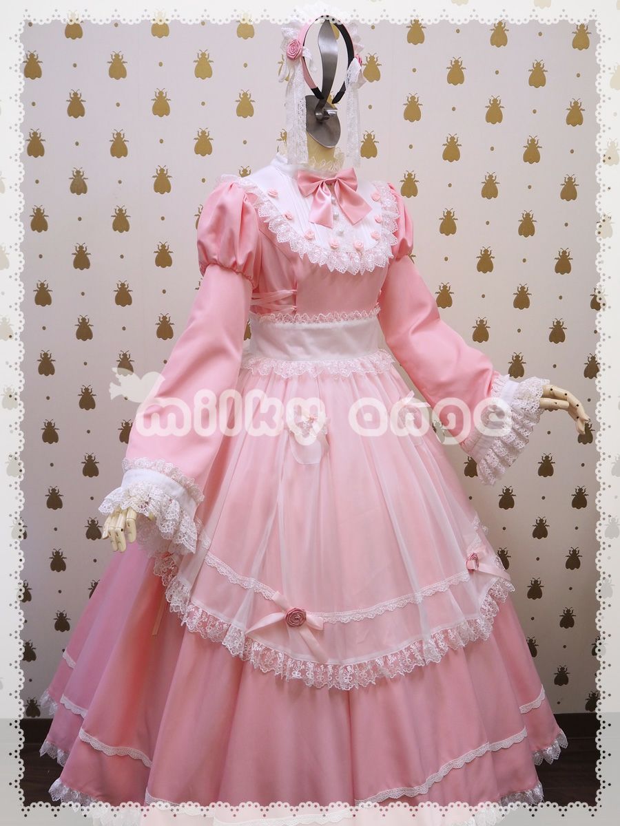 milky ange フレンチスタイル メイド 服 ワンピース ロリータ Milky Ange ~ Nurse Maid Halfrida Set (Long Length) by Indie Brand