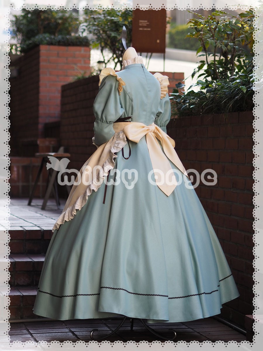 メイド服（長袖、ロング、アイシーブルー）・バック