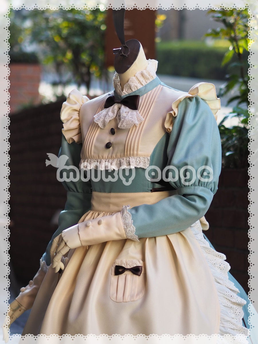 メイド服（長袖、ロング、アイシーブルー）・エプロンなし